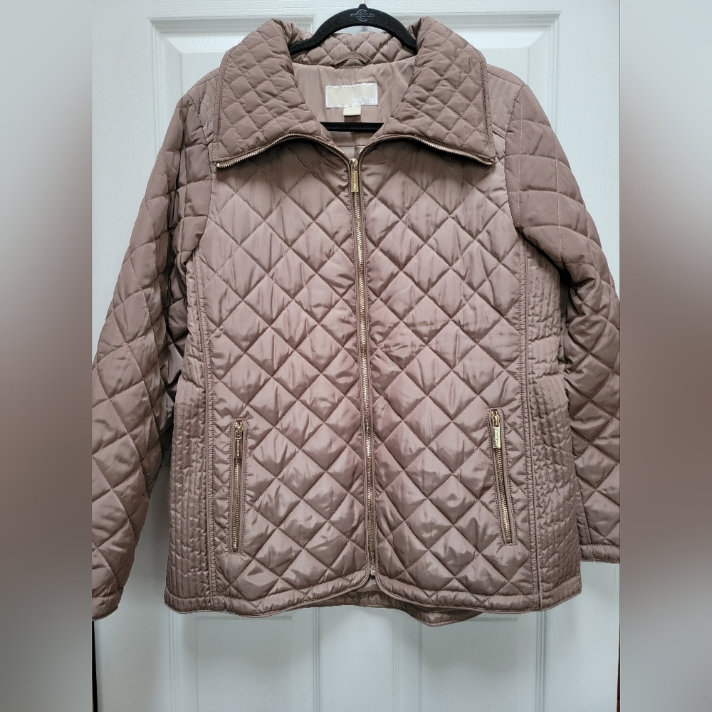Micheal Kors Quilted Puffer Down Truffle Brown Jacket Size Large